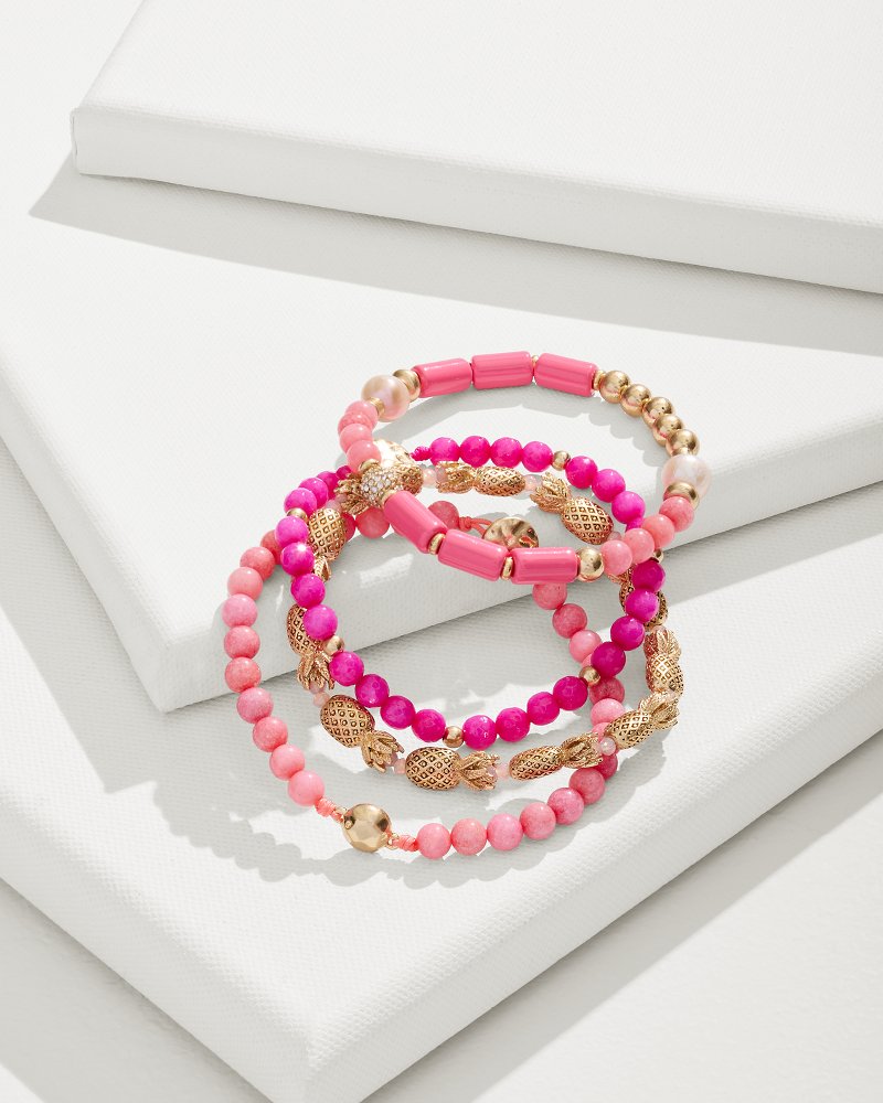Tropical Blooms Pineapple Beaded Stretch Bracelet Set - Tommy Bahama Women