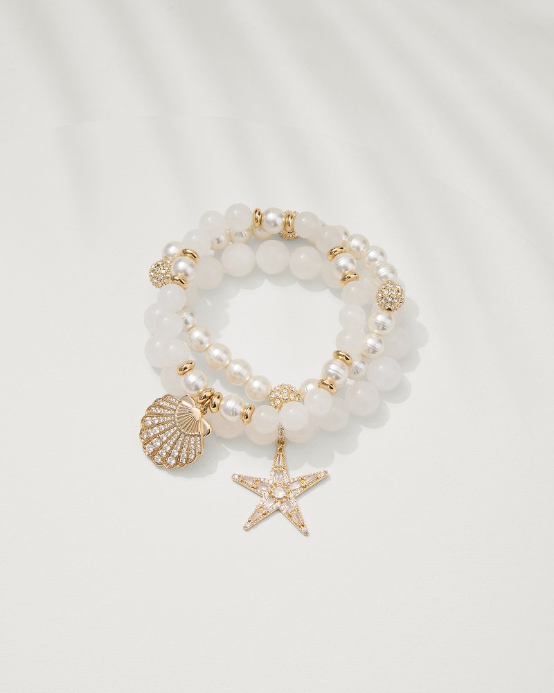Moments in Paradise Quartz and Pearl Stretch Bracelet Set - Tommy Bahama Women