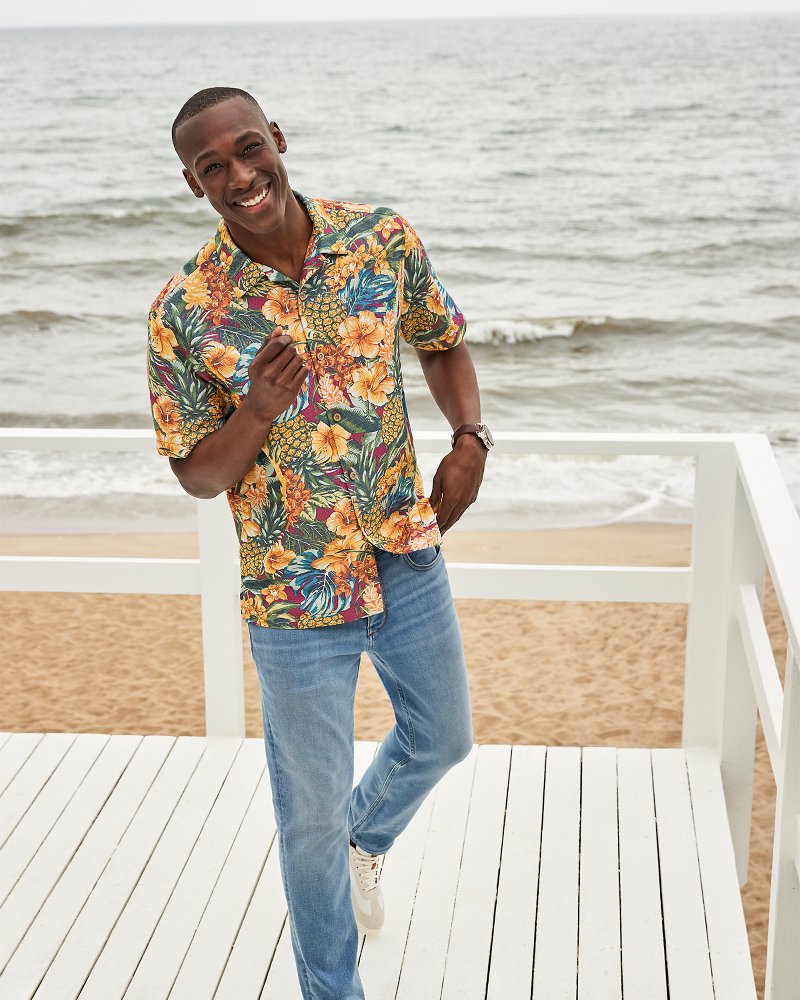 Big & Tall Coconut Point Sunset Canopy IslandZone® Camp Shirt - Tommy Bahama Men