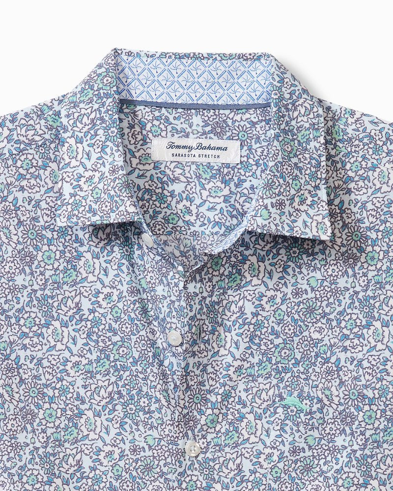 Big & Tall Sarasota Stretch Blue Flora IslandZone® Shirt - Tommy Bahama Men