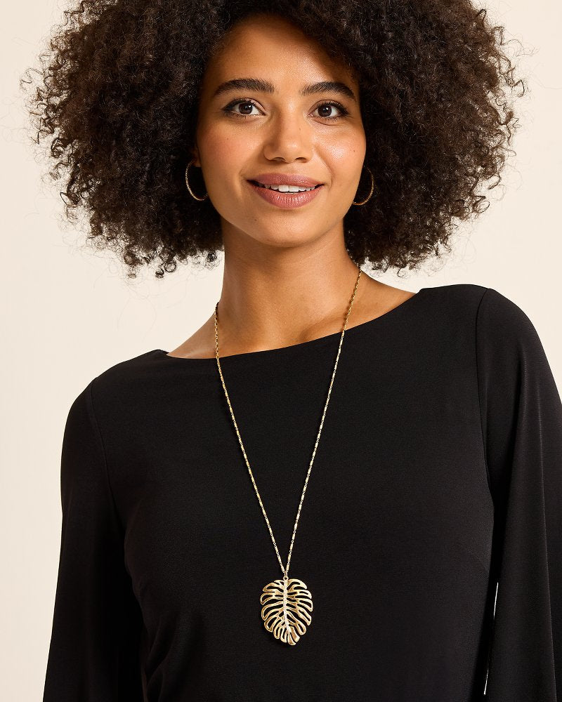 Tropical Blooms Monstera Pendant Necklace - Tommy Bahama Women