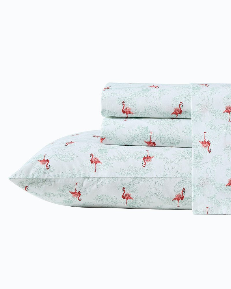 Flamingo Santa 4-Piece King Sheet Set - Tommy Bahama Beach & Home