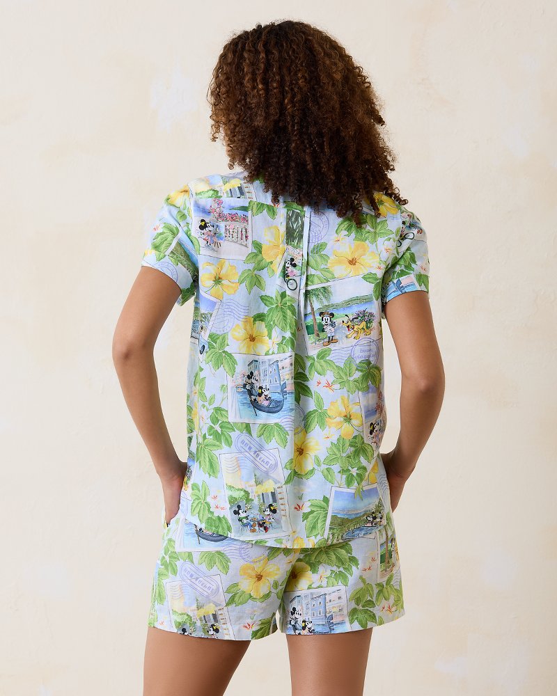 Disney Coastalina Postcard to Paradise Linen Camp Shirt - Tommy Bahama Women