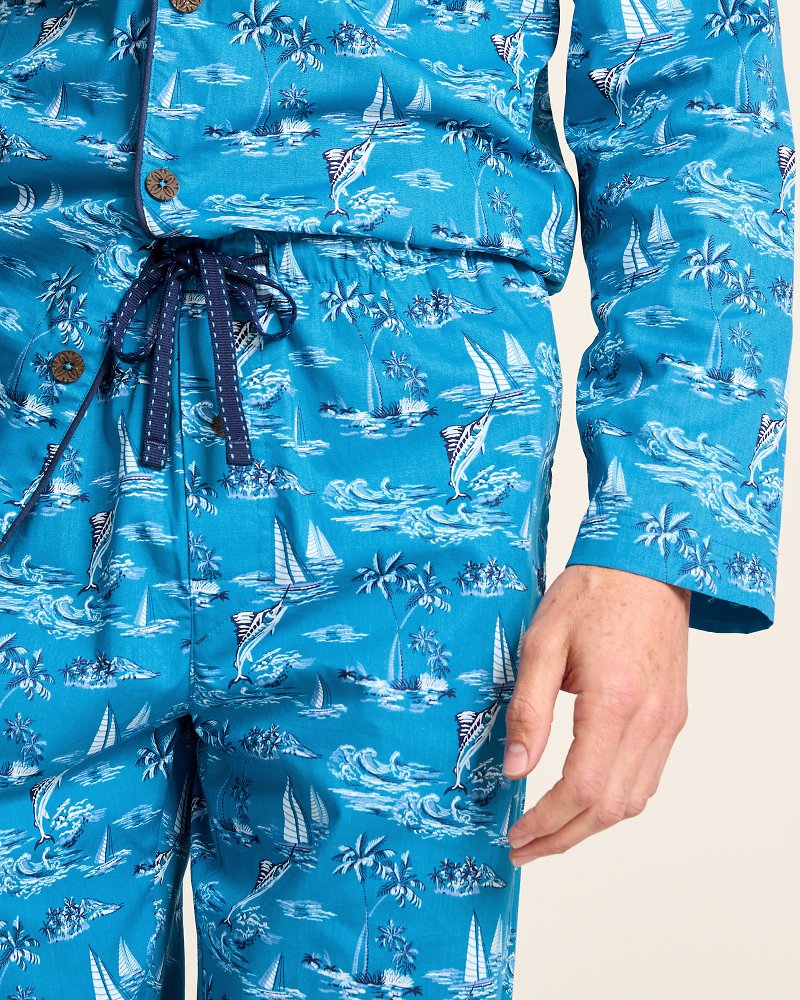 Big & Tall Woven Long Sleeve & Pants Pajama Set - Tommy Bahama Men