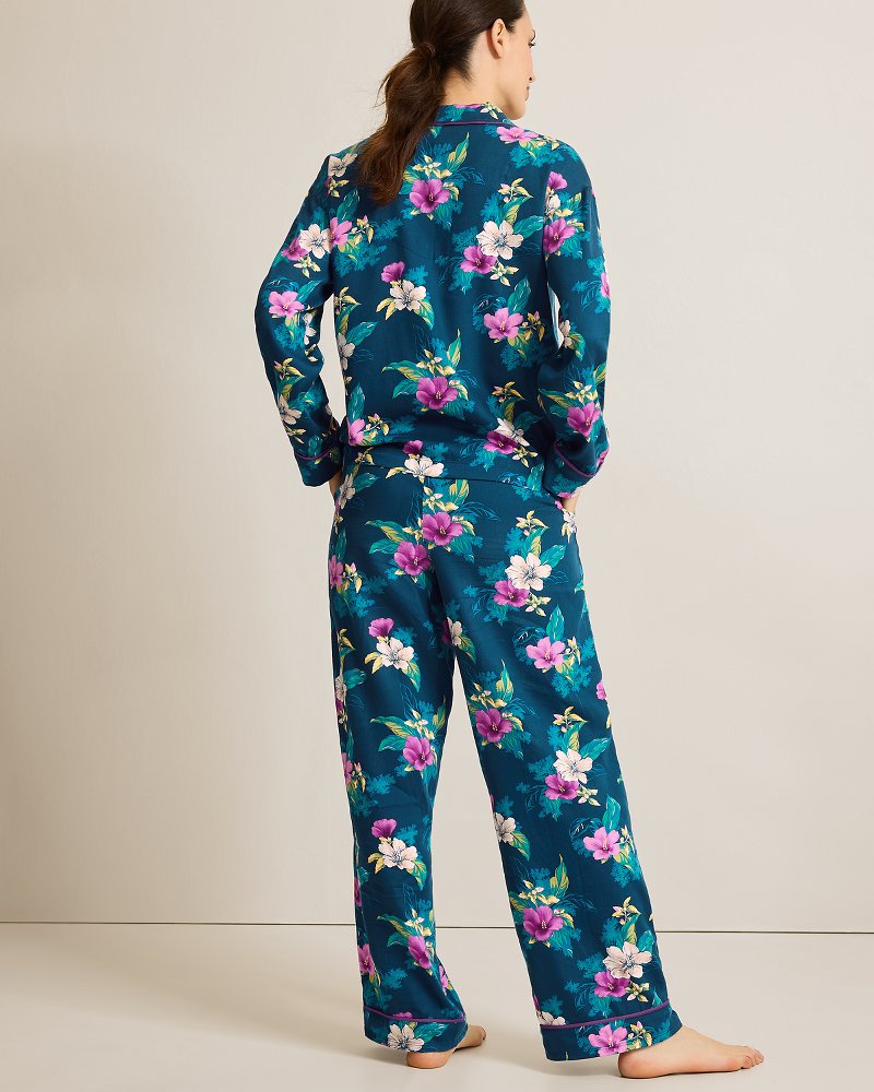 Woven Sateen Long Sleeve & Pants Pajama Set - Tommy Bahama Women