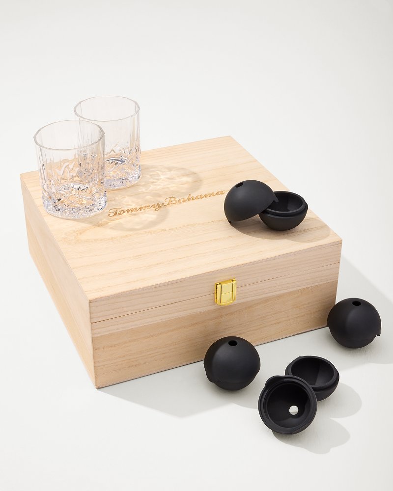 Tommy Bahama Crystal Rocks Glass and Ice Sphere Set - Tommy Bahama Beach & Home
