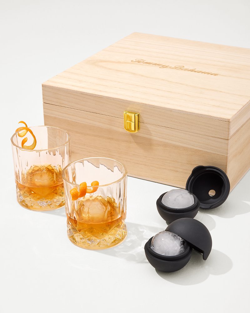 Tommy Bahama Crystal Rocks Glass and Ice Sphere Set - Tommy Bahama Beach & Home