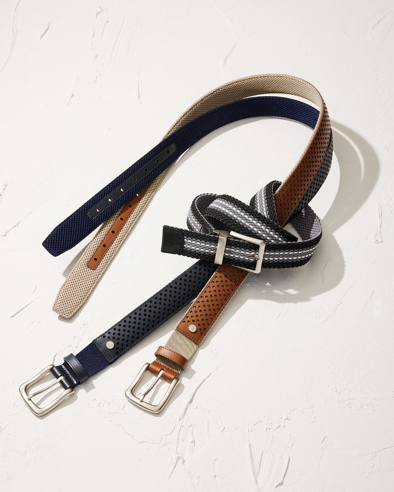 Leather Mesh Cushion Performance Belt - Tommy Bahama Men
