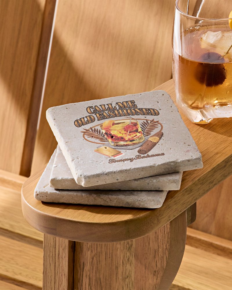 Call Me Old Fashioned Travertine Coaster Set - Tommy Bahama Beach & Home