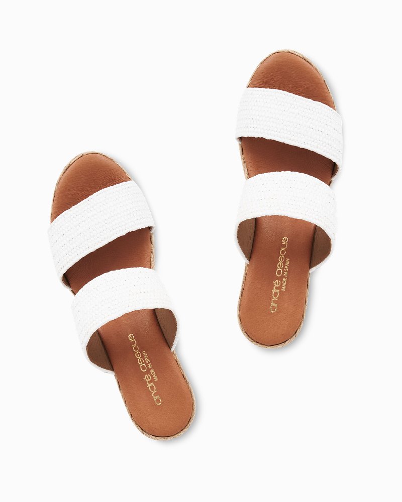 André Assous Nori Stretch Raffia Wedge Sandals - Tommy Bahama Women