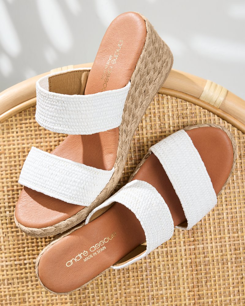 André Assous Nori Stretch Raffia Wedge Sandals - Tommy Bahama Women
