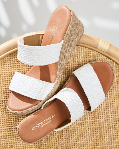 André Assous Nori Stretch Raffia Wedge Sandals - Tommy Bahama Women