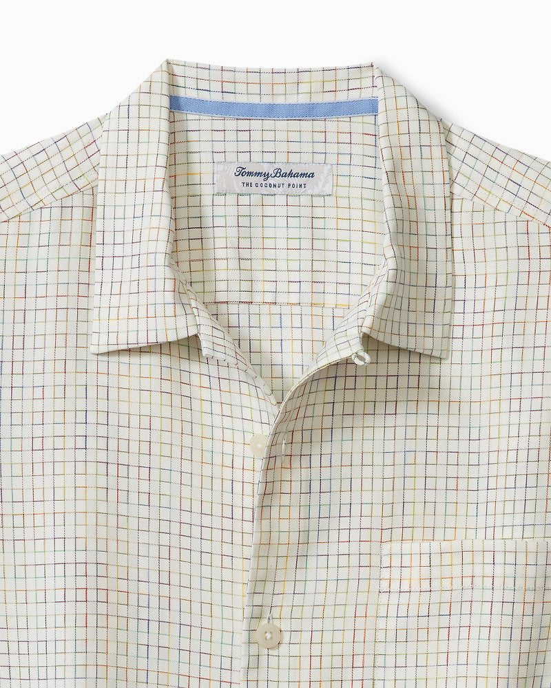 Big & Tall Coconut Point Prismatic Check IslandZone® Camp Shirt - Tommy Bahama Men