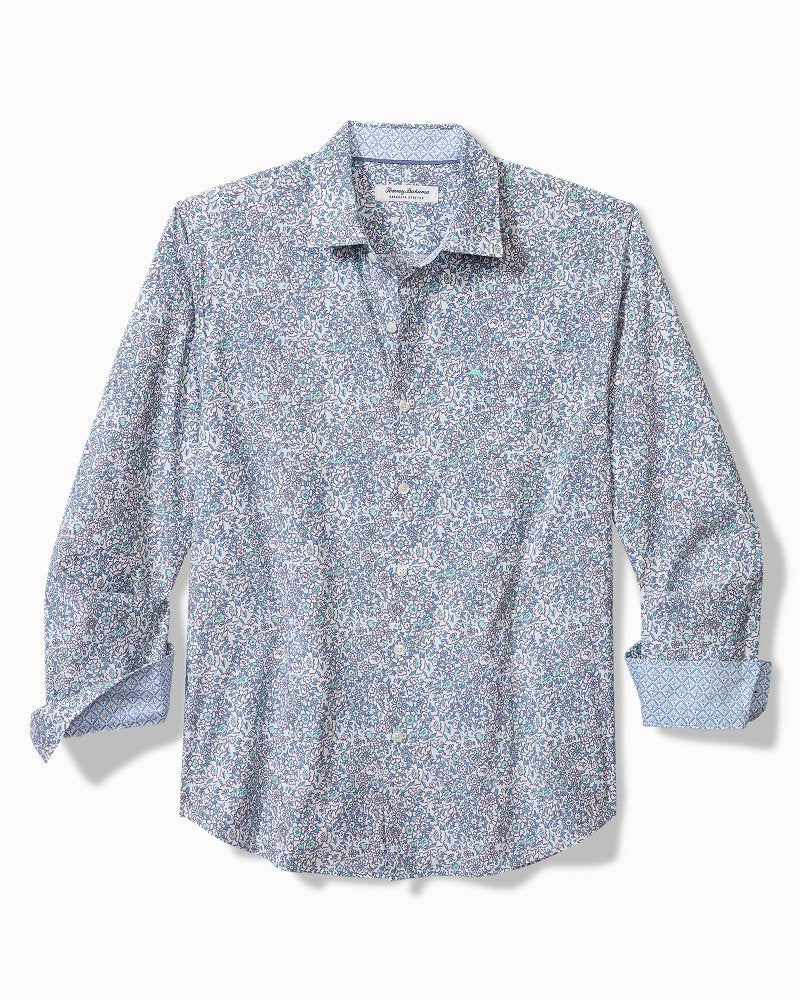 Big & Tall Sarasota Stretch Blue Flora IslandZone® Shirt - Tommy Bahama Men