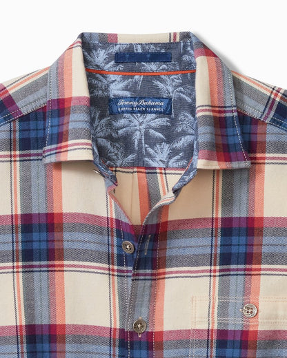 Big & Tall Canyon Beach Window Pane Stretch Flannel Shirt - Tommy Bahama Men
