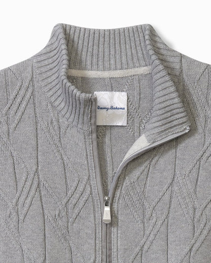 Big & Tall Capital Cable Full-Zip Cardigan - Tommy Bahama Men