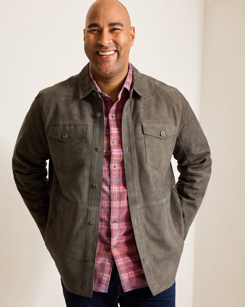 Big & Tall Boulder Ridge Suede Shirt Jacket - Tommy Bahama Men
