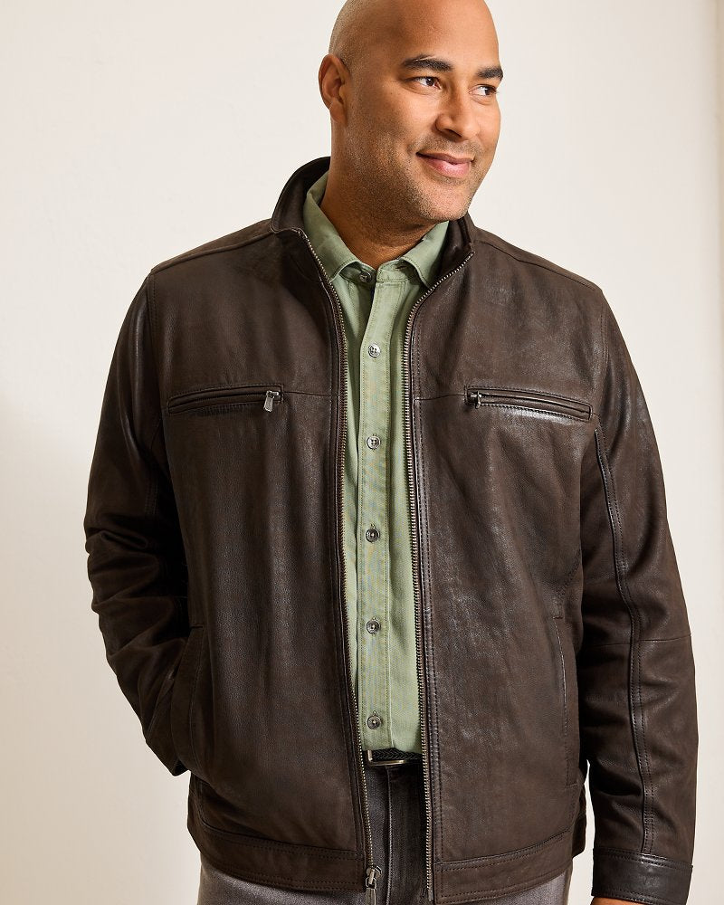 Big & Tall Highland Rocker Leather Jacket - Tommy Bahama Men