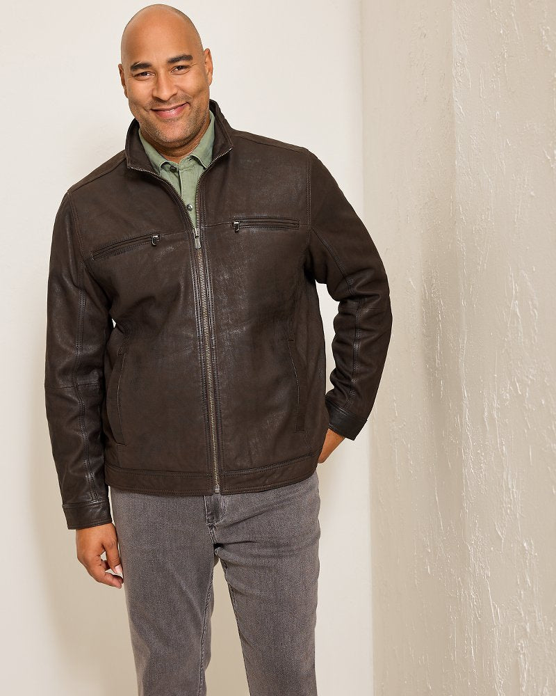 Big & Tall Highland Rocker Leather Jacket - Tommy Bahama Men