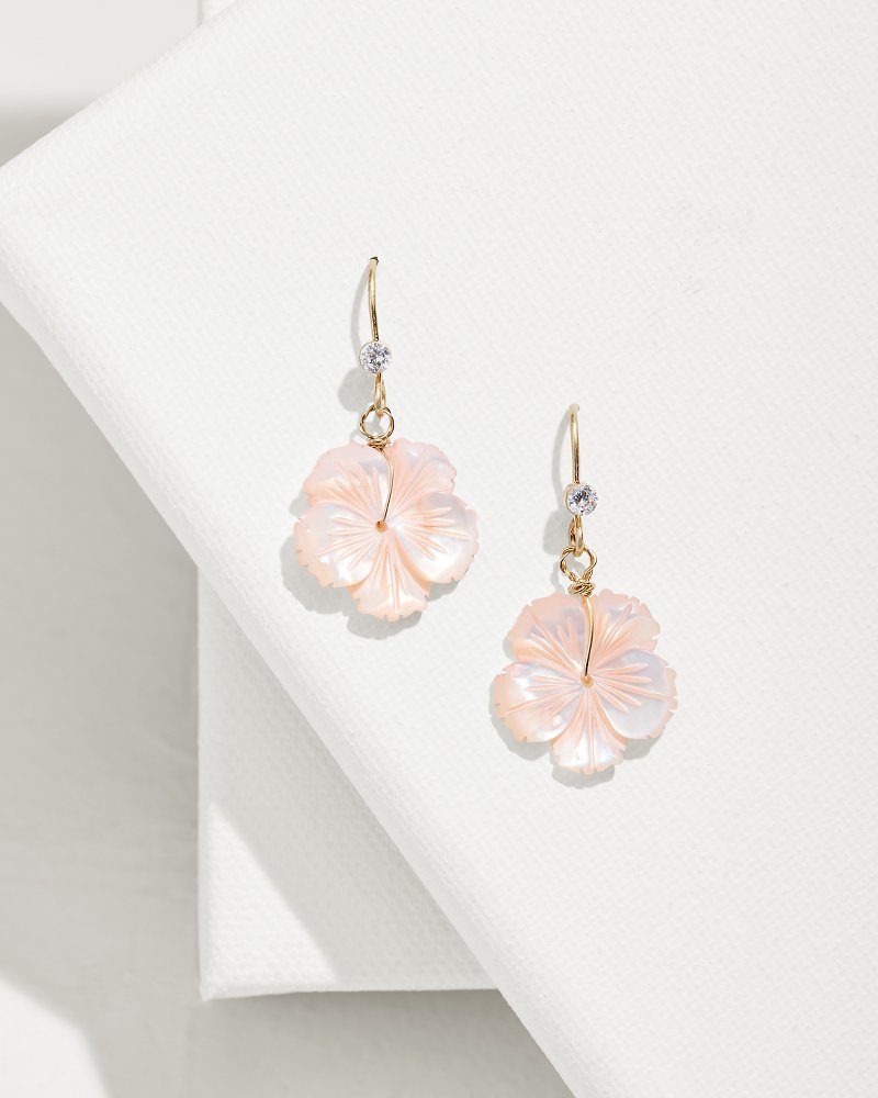 Tropical Blooms Coral Hibiscus Dangle Earrings - Tommy Bahama Women