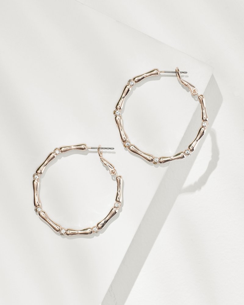 Island Essence Rose Gold Bamboo Hoop Earrings - Tommy Bahama Women