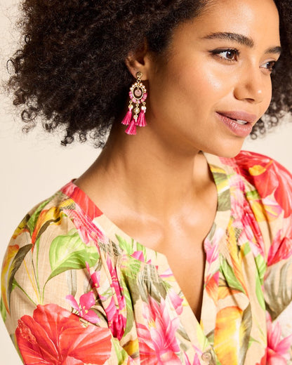 Tropical Blooms Tassel Shell Statement Earrings - Tommy Bahama Women