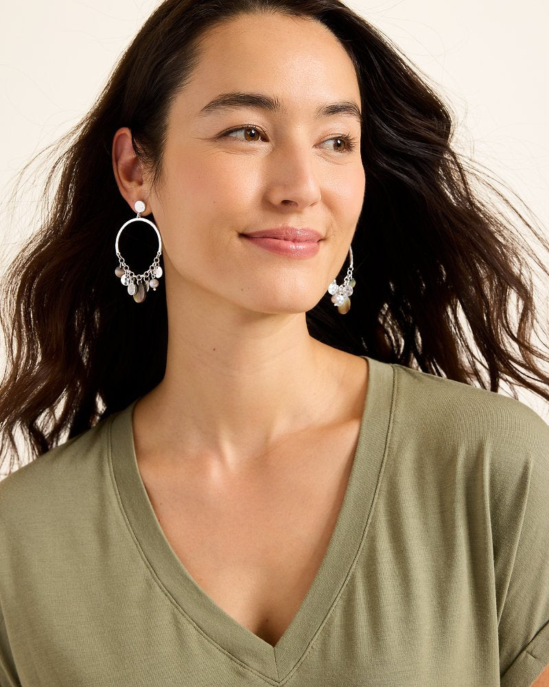 Marco Island Shell and Mother of Pearl Drop Hoop Earrings - Tommy Bahama Women