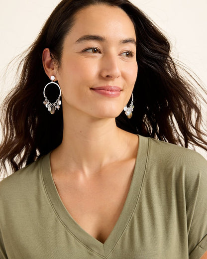 Marco Island Shell and Mother of Pearl Drop Hoop Earrings - Tommy Bahama Women