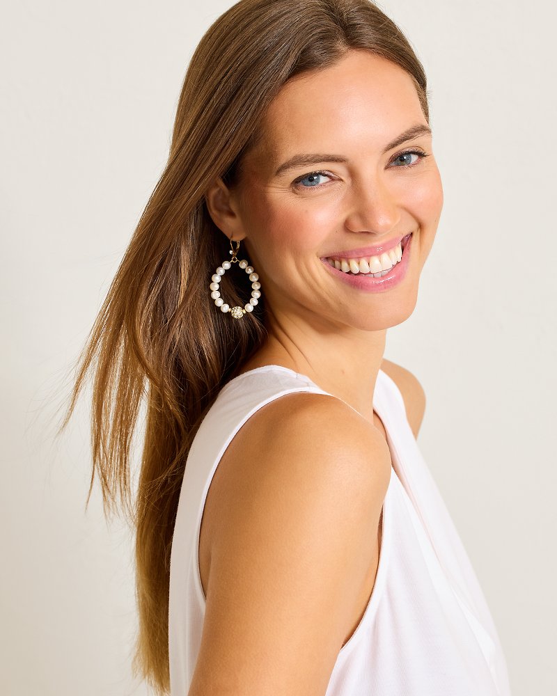 Madeira Pearl Statement Drop Hoop Earrings - Tommy Bahama Women