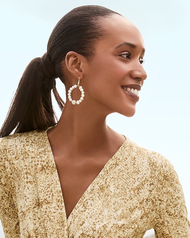 Madeira Pearl Statement Drop Hoop Earrings - Tommy Bahama Women