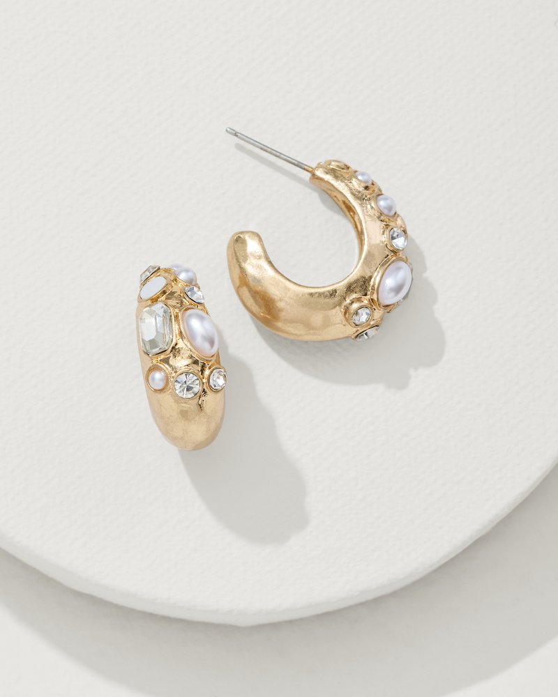 Tidal Treasure Mother of Pearl and Stone Chunky Hoops - Tommy Bahama Women