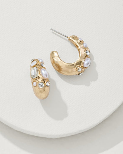 Tidal Treasure Mother of Pearl and Stone Chunky Hoops - Tommy Bahama Women