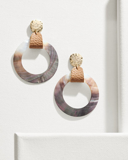 Indigo Shore Grey Shell Drop Hoop Earrings - Tommy Bahama Women