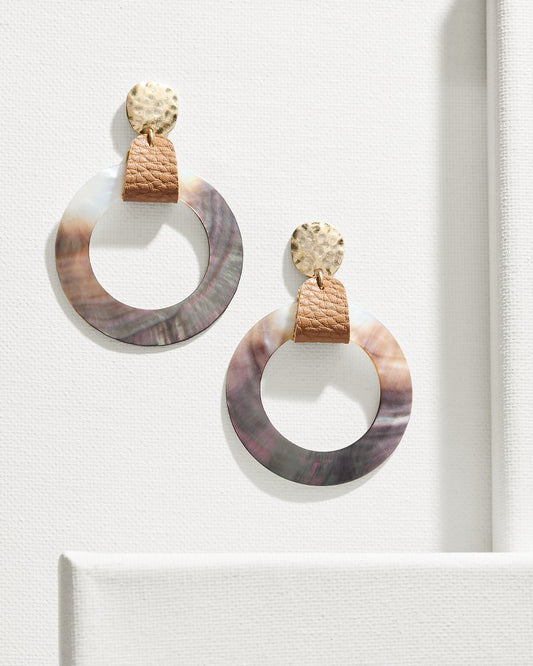 Indigo Shore Grey Shell Drop Hoop Earrings - Tommy Bahama Women