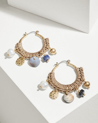 Indigo Shore Mixed Materials Charm Hoop Earrings - Tommy Bahama Women
