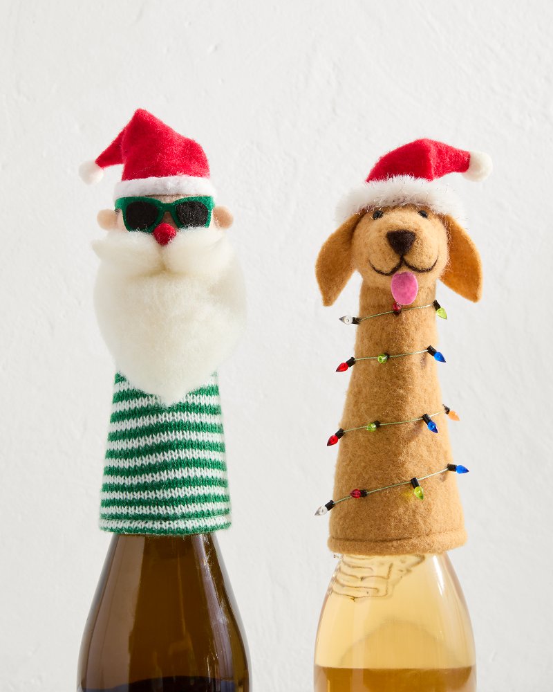 Santa & Retriever Bottle Topper Set - Tommy Bahama Beach & Home