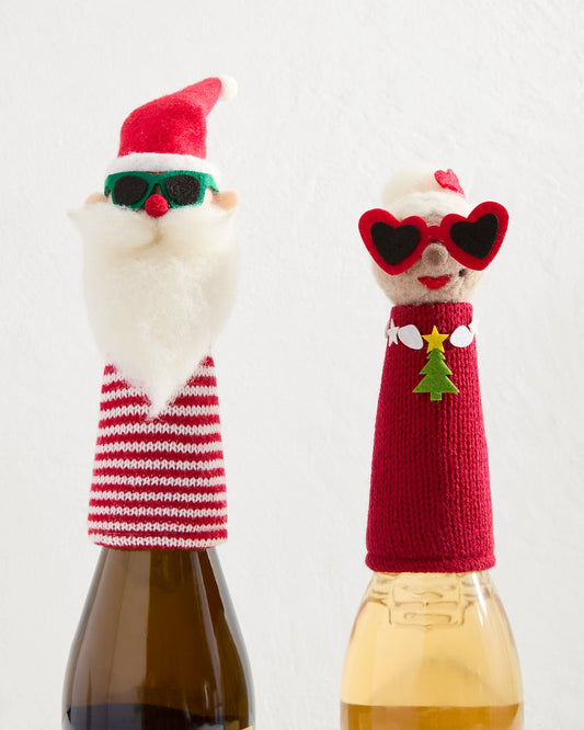 Santa & Mrs. Claus Bottle Topper Set - Tommy Bahama Beach & Home