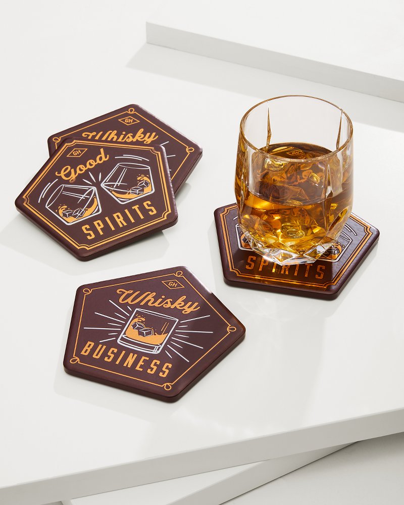 Whisky Business Coasters — Set of 4 - Tommy Bahama Beach & Home