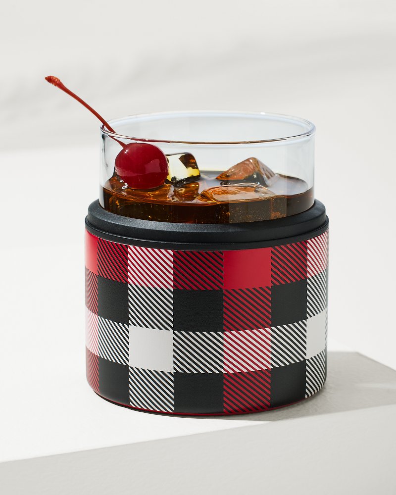 Asobu® On the Rocks Glass & Kuzie - Plaid - Tommy Bahama Beach & Home