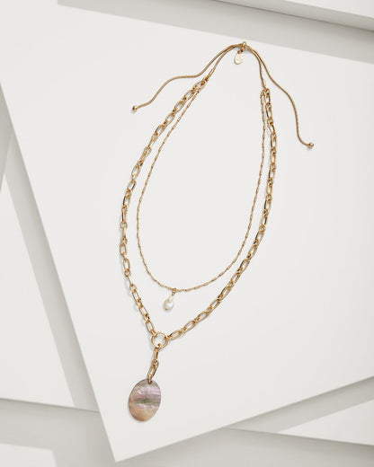 Seaside Layered Shell and Pearl Pendant Necklace - Tommy Bahama Women