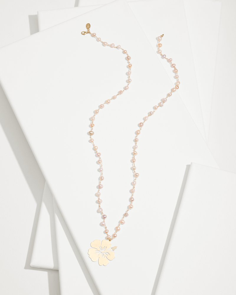 Tropical Blooms Hibiscus Pendant Pearl Necklace - Tommy Bahama Women