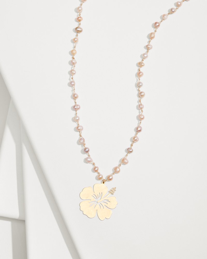 Tropical Blooms Hibiscus Pendant Pearl Necklace - Tommy Bahama Women