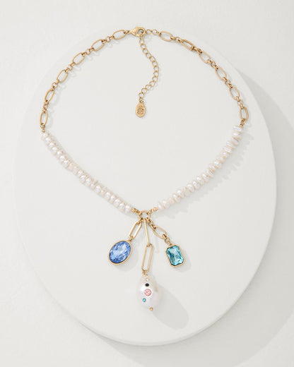 Tidal Treasure Pearl and Stone Charm Necklace - Tommy Bahama Women