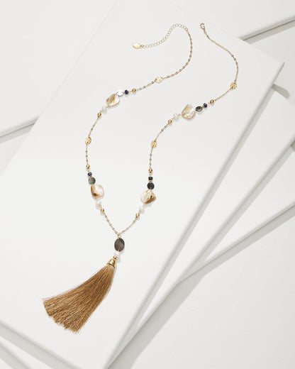 Indigo Shore Mixed Materials Tassel Necklace - Tommy Bahama Women