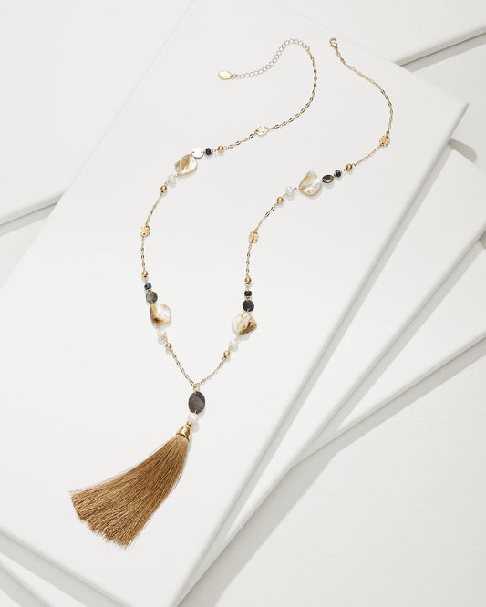 Indigo Shore Mixed Materials Tassel Necklace - Tommy Bahama Women