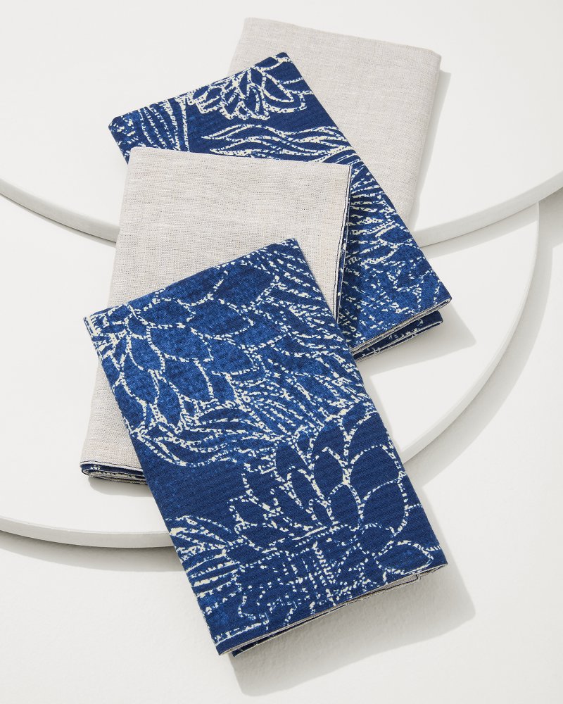 Island Navy Upcycled Reversible Dinner Napkins - Set of 4 - Tommy Bahama Beach & Home