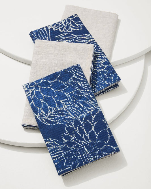 Island Navy Upcycled Reversible Dinner Napkins - Set of 4 - Tommy Bahama Beach & Home