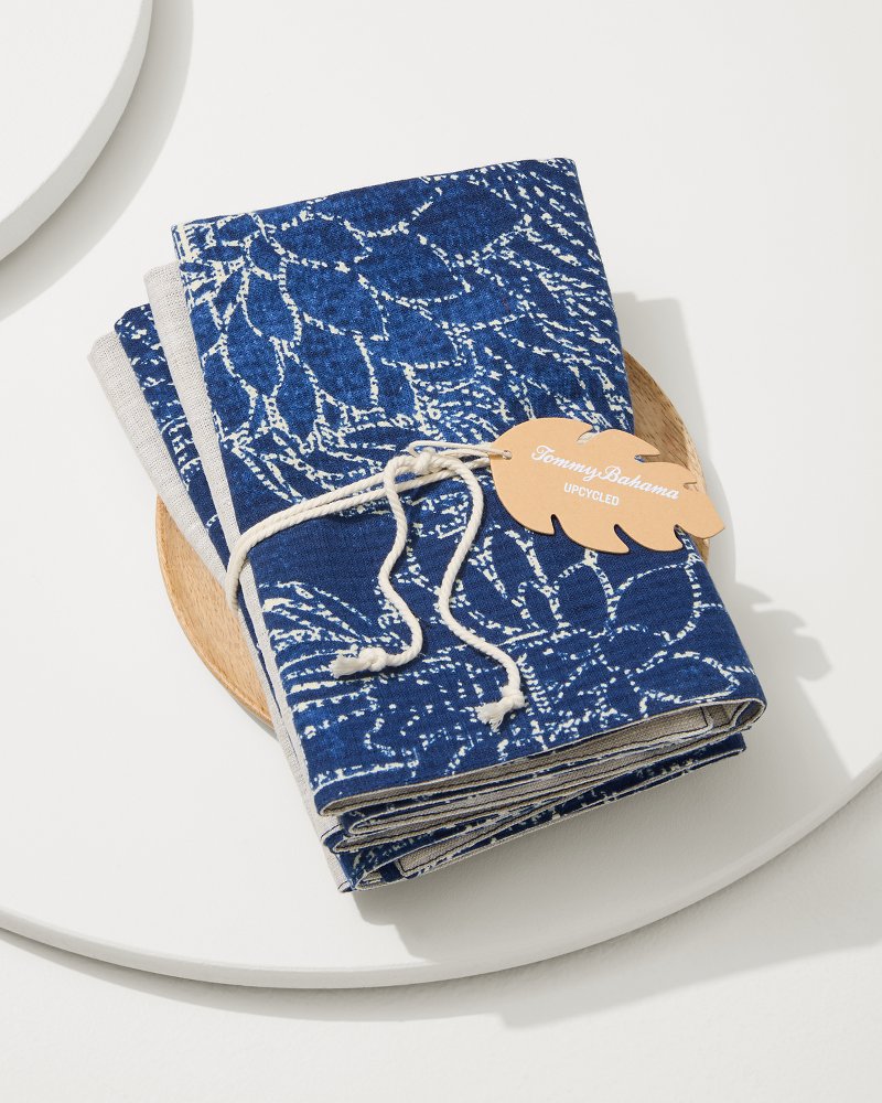 Island Navy Upcycled Reversible Dinner Napkins - Set of 4 - Tommy Bahama Beach & Home