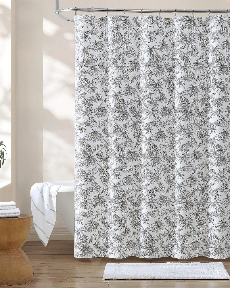 Pen and Ink Bahama Brown Palm Shower Curtain - Tommy Bahama Beach & Home