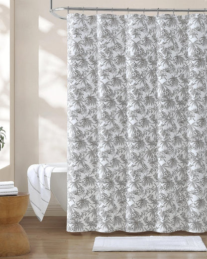 Pen and Ink Bahama Brown Palm Shower Curtain - Tommy Bahama Beach & Home